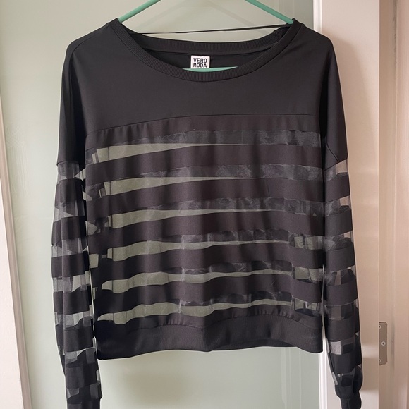 Sheer black stripe long sleeve top - VERO MODA - Picture 3 of 7
